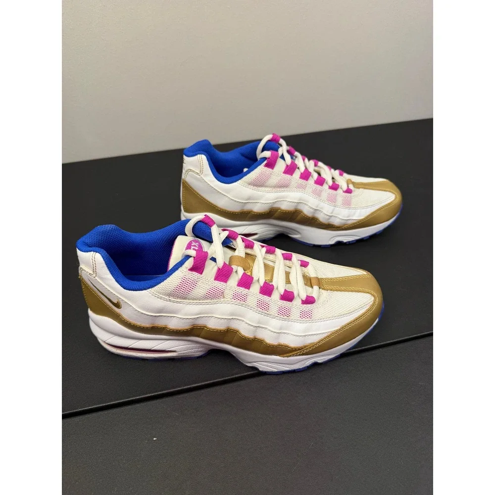 Nike Air Max 95 Gold Pink Blue Sneakers Retro Running Shoes 7Y Women‎ 8.5
